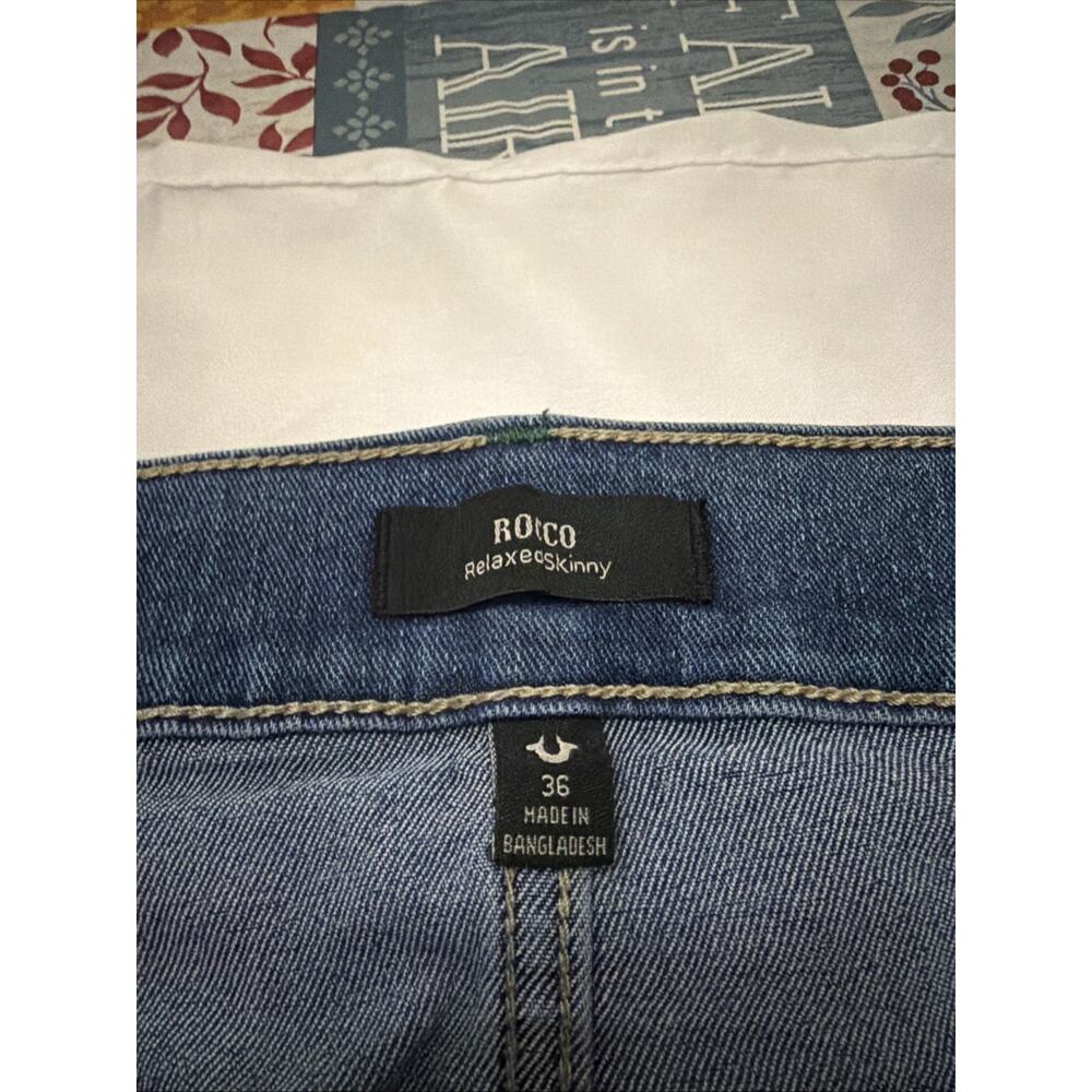 True Religion Rocco Men’s Jeans 36 Relaxed Skinny Blue Denim Flap Pocket - Picture 6 of 8